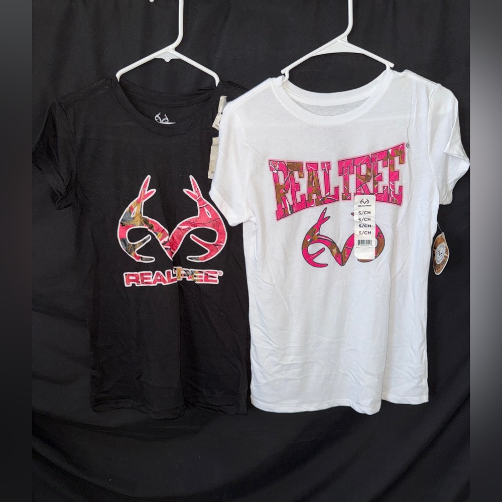 Realtree Black and White T-Shirts with Pink Logo